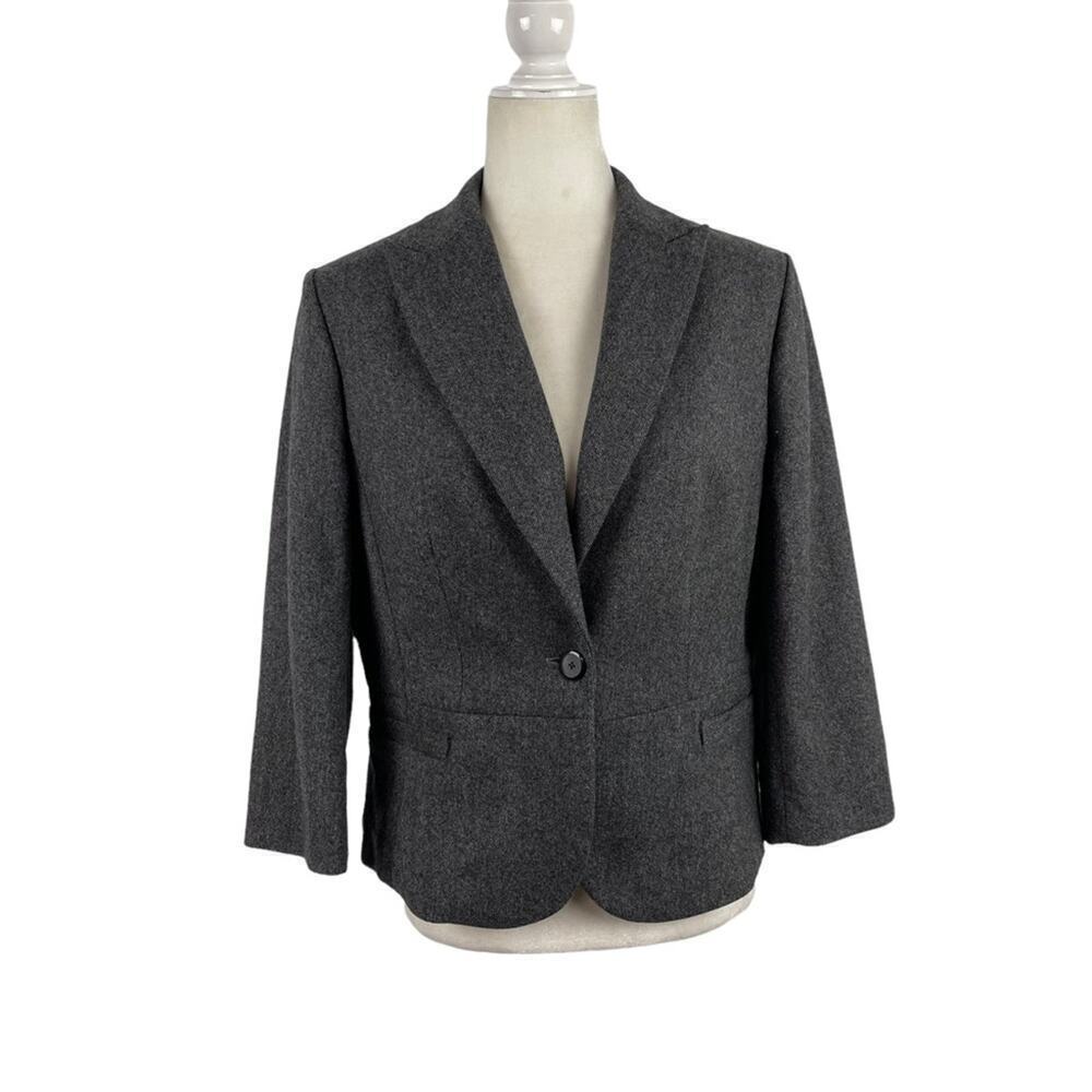 Brooks Brothers Womens Size 10 Wool Angora Blazer Jacket Single Button in Gray